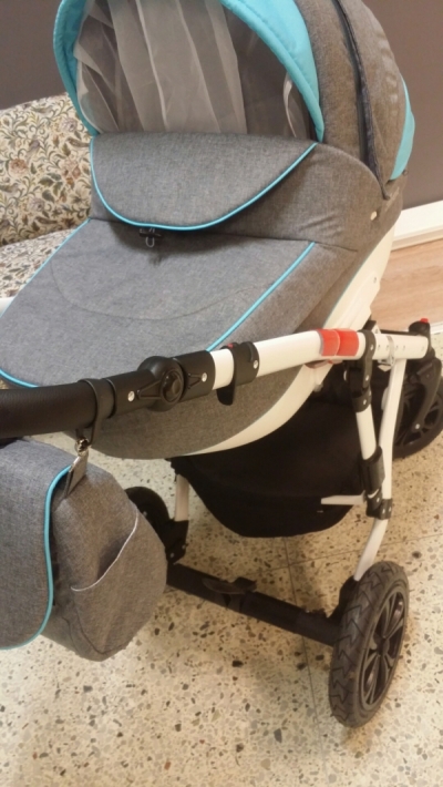 bērnu rati 2in1/3in1 Florencija gaiši zilie ar pelēko