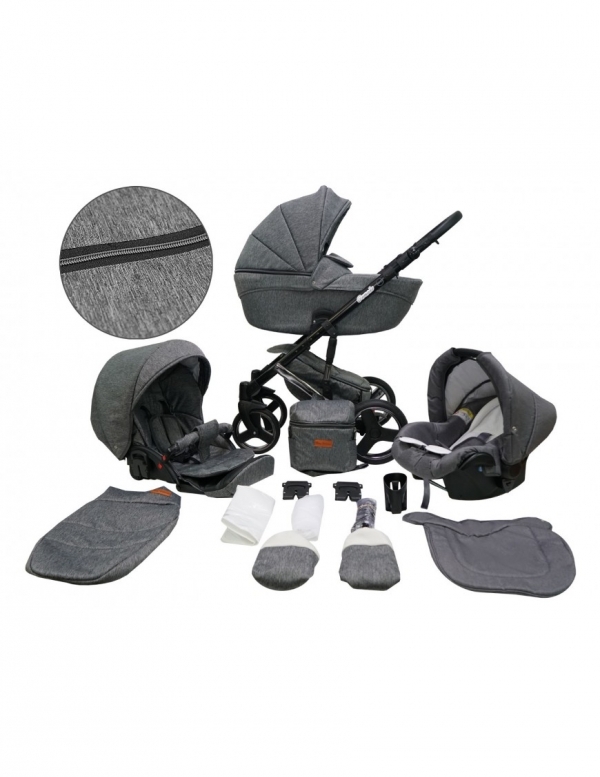 bērnu rati 2in1/3in1 Mikrus Beige Grey textile