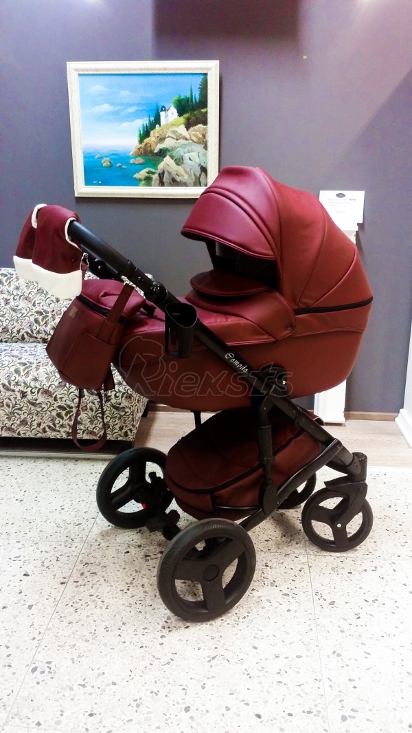 bērnu rati 2in1/3in1 Mikrus Bordo eko āda
