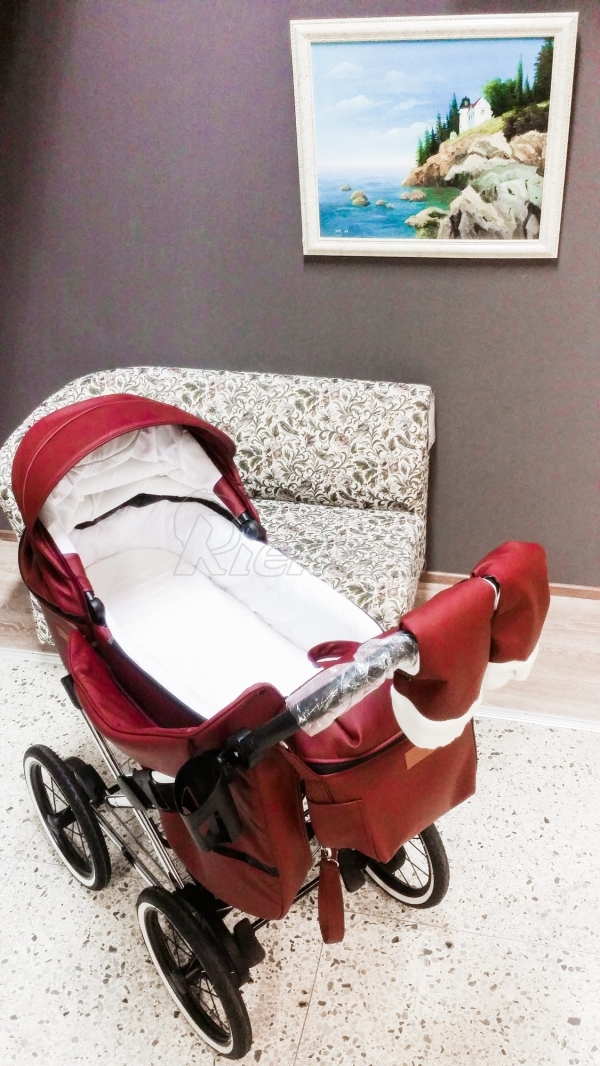 bērnu rati 2in1/3in1 Mikrus Bordo eko āda