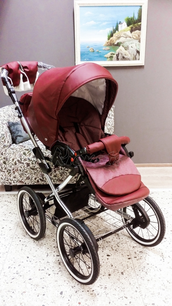 bērnu rati 2in1/3in1 Mikrus Bordo eko āda
