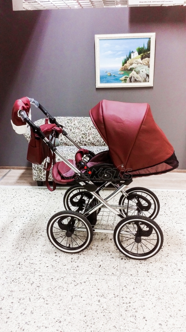 bērnu rati 2in1/3in1 Mikrus Bordo eko āda