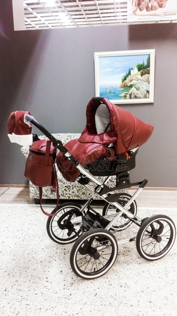 bērnu rati 2in1/3in1 Mikrus Bordo eko āda