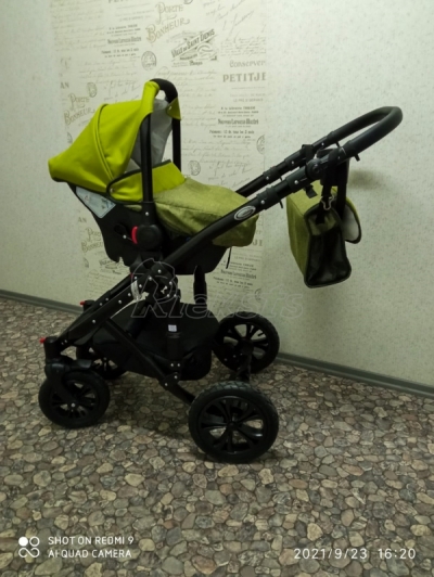 bērnu rati 2in1/3in1 Florencija zaļa eko āda