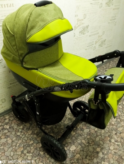 bērnu rati 2in1/3in1 Florencija zaļa eko āda