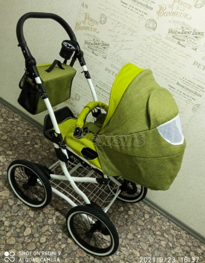 bērnu rati 2in1/3in1 Florencija zaļa eko āda