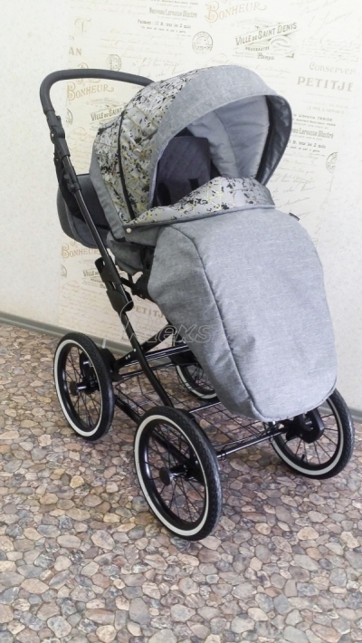 bērnu rati 2in1/3in1 FIRKON Elegance Gold pelēks audums