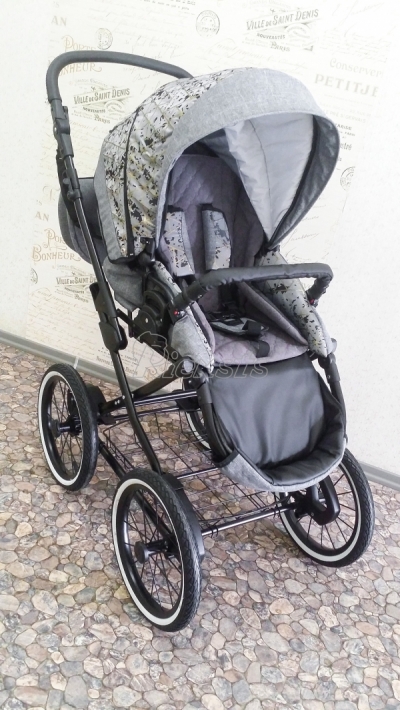 bērnu rati 2in1/3in1 FIRKON Elegance Gold pelēks audums