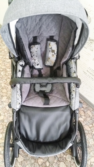 bērnu rati 2in1/3in1 FIRKON Elegance Gold pelēks audums