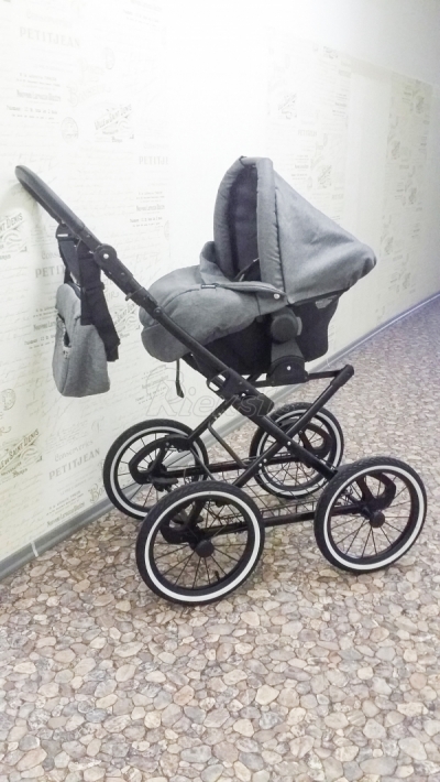 bērnu rati 2in1/3in1 FIRKON Elegance Gold pelēks audums