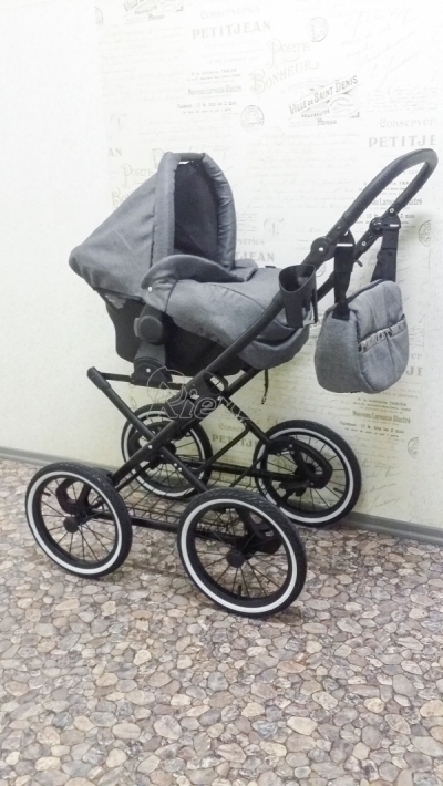 bērnu rati 2in1/3in1 FIRKON Elegance Gold pelēks audums