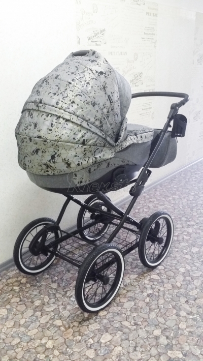 bērnu rati 2in1/3in1 FIRKON Elegance Gold pelēks audums