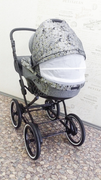 bērnu rati 2in1/3in1 FIRKON Elegance Gold pelēks audums