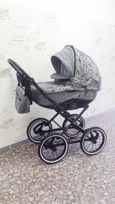 bērnu rati 2in1/3in1 FIRKON Elegance Gold pelēks audums