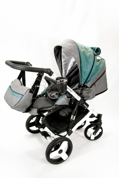 bērnu rati 2in1/3in1 FIRKON Vesta Turquoise color audums