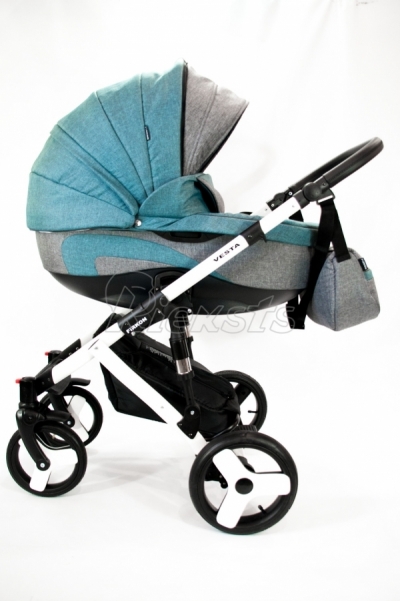 bērnu rati 2in1/3in1 FIRKON Vesta Turquoise color audums